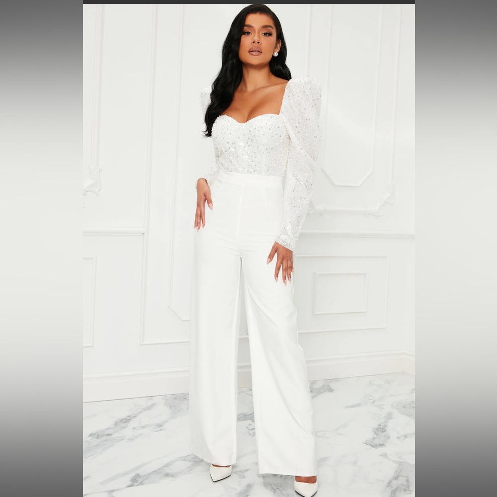 Fashion Nova Out Of A Dream Sequin Jumpsuit, size large